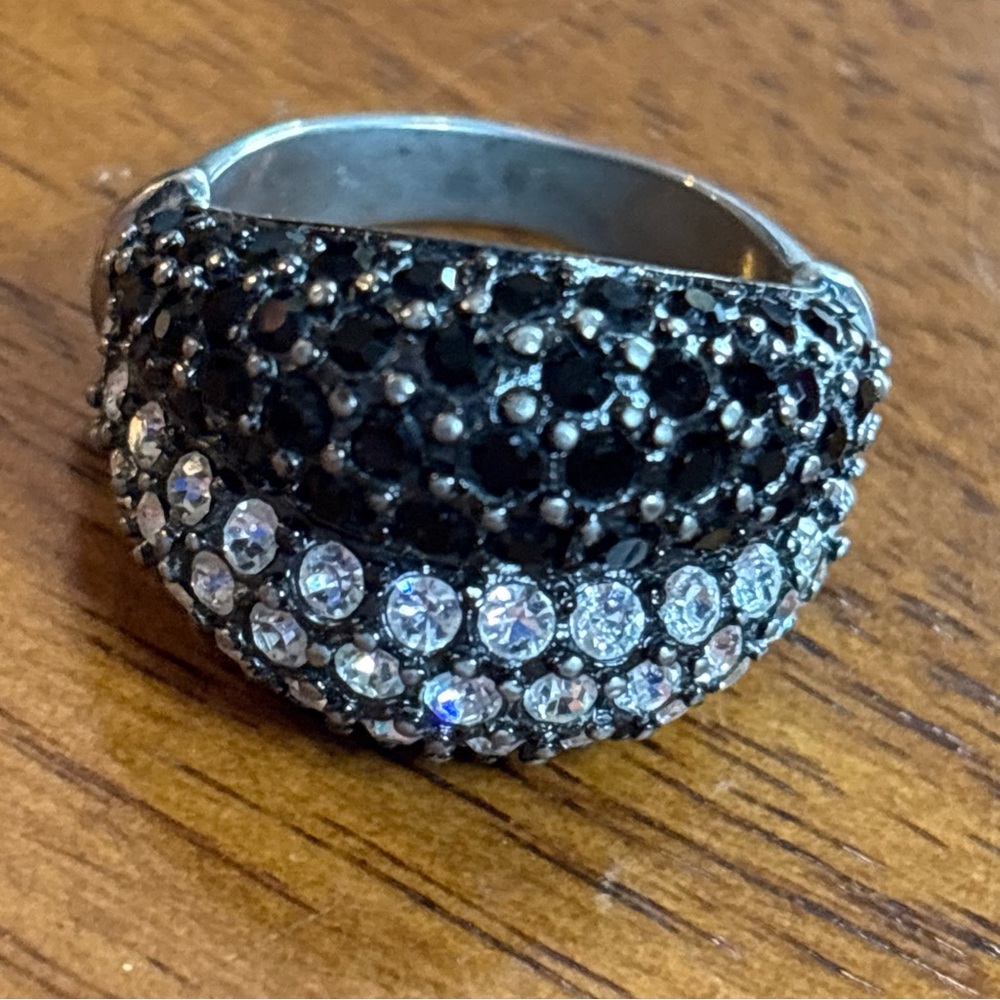 NOLAN MILLER SILVER And Black PAVE DOME CZ CRYSTAL RING SIZE 8